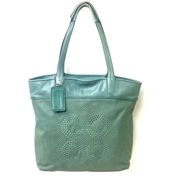 Coach Women's Laser-Cut Signature Aubrey Leigh Slim Leather Tote 17041 - Picture 1 of 14